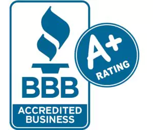 BBB Accredited Business logo with an A+ rating badge.